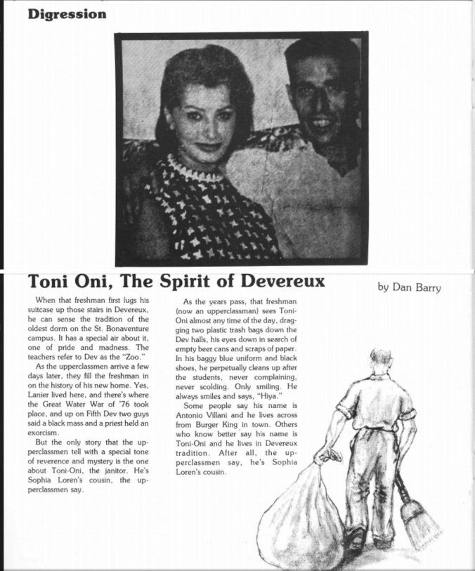 Toni Oni, The Spirit of Devereux - Dan Barry - The Bonaventure Convex, December 1978